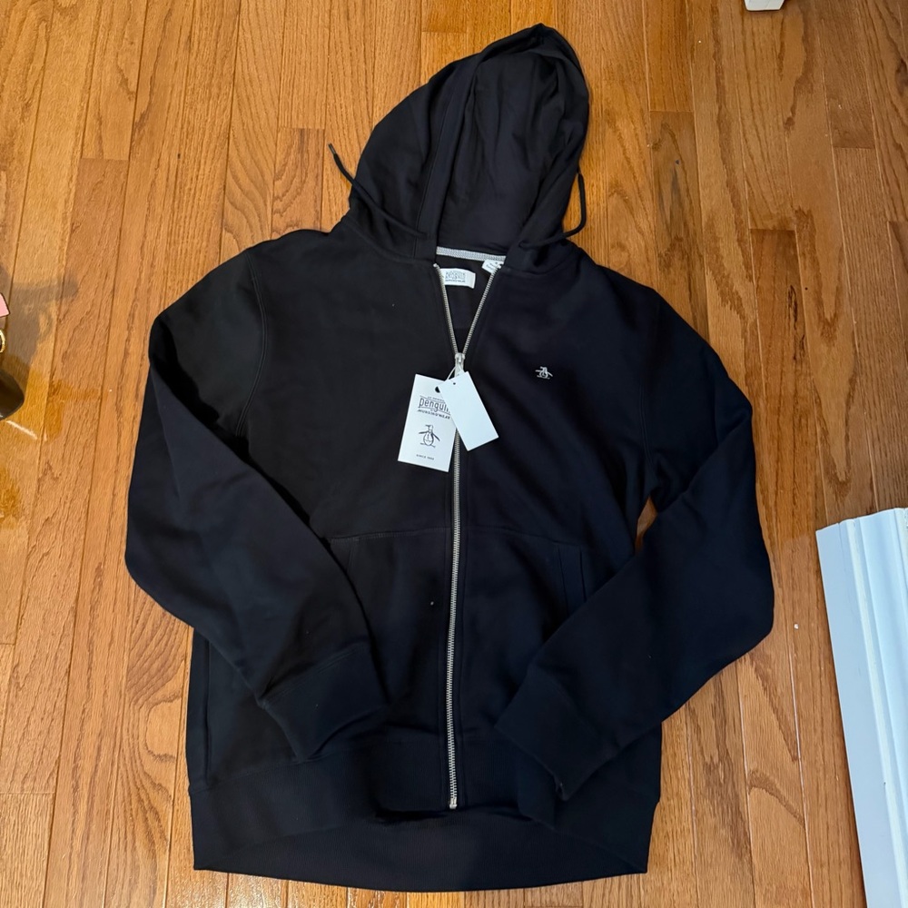 NWT Penguin black zip up hoodie